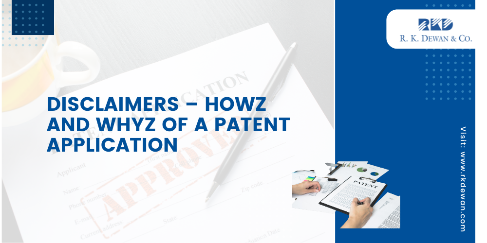 Patent attorney reviewing disclaimer language in a patent application document